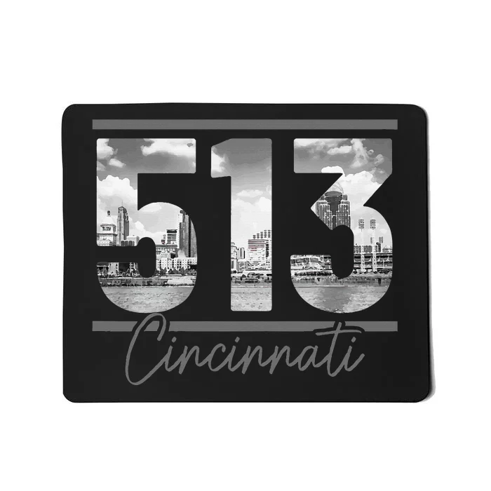 Cincinnati 513 Area Code Skyline Ohio Vintage Mousepad