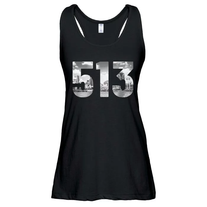 Cincinnati 513 Area Code Skyline Ohio Vintage Ladies Essential Flowy Tank