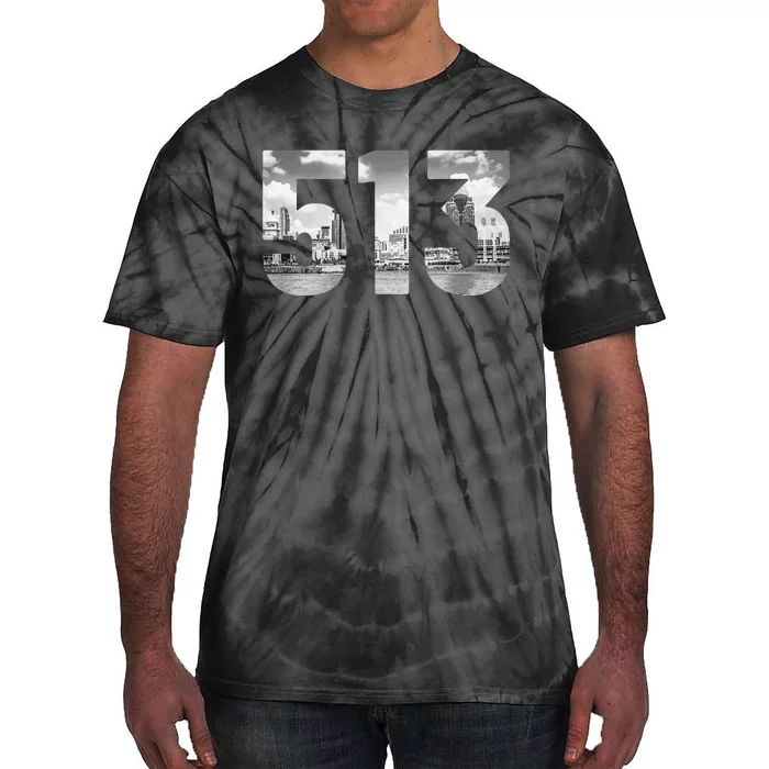 Cincinnati 513 Area Code Skyline Ohio Vintage Tie-Dye T-Shirt