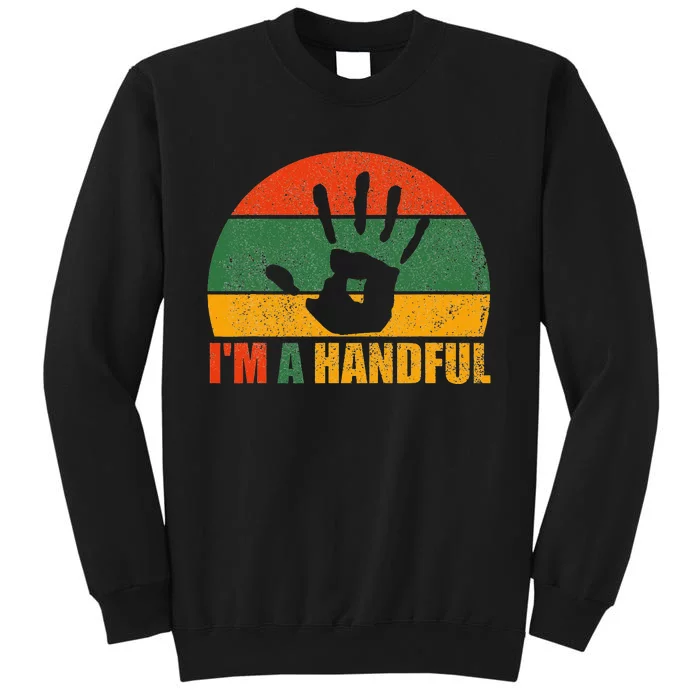 Cute 5th Birthday Party Vintage 5 Finger I'm A Handful Sweatshirt