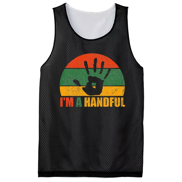 Cute 5th Birthday Party Vintage 5 Finger I'm A Handful Mesh Reversible Basketball Jersey Tank