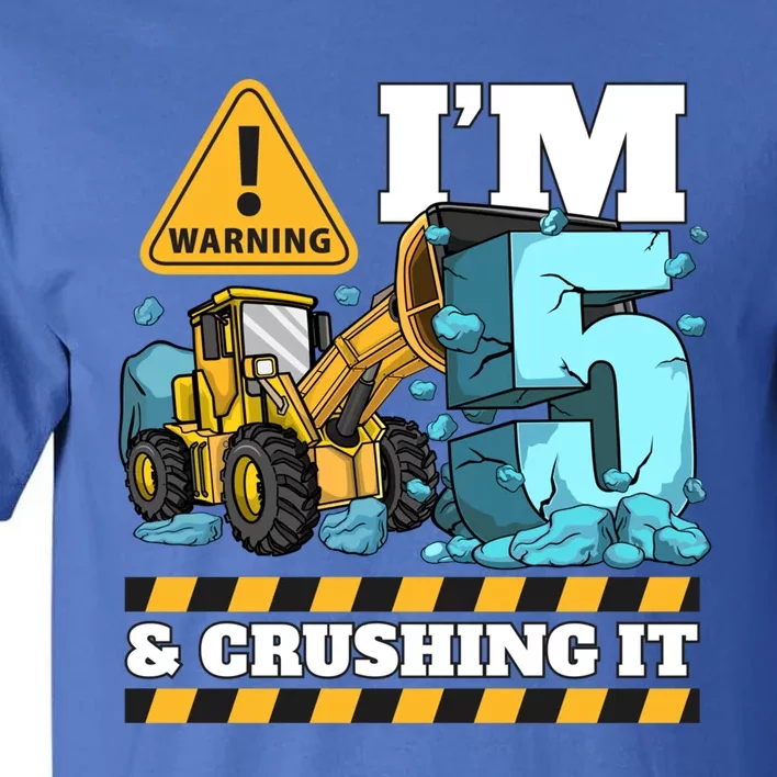 Construction 5th Birthday Boy Funny Gift 5 Bulldozer Digger Truck Funny Gift Tall T-Shirt