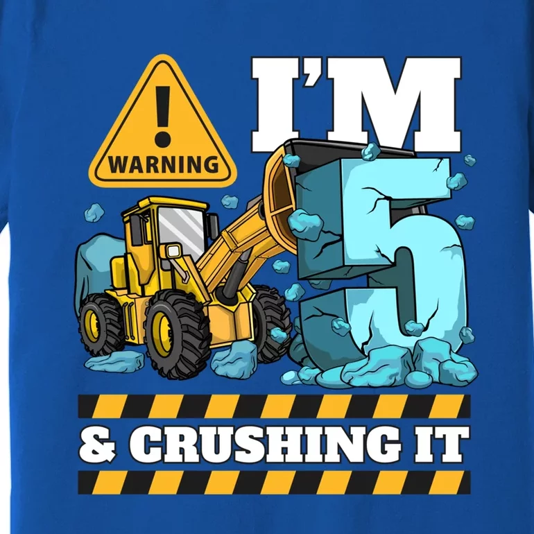 Construction 5th Birthday Boy Funny Gift 5 Bulldozer Digger Truck Funny Gift Premium T-Shirt