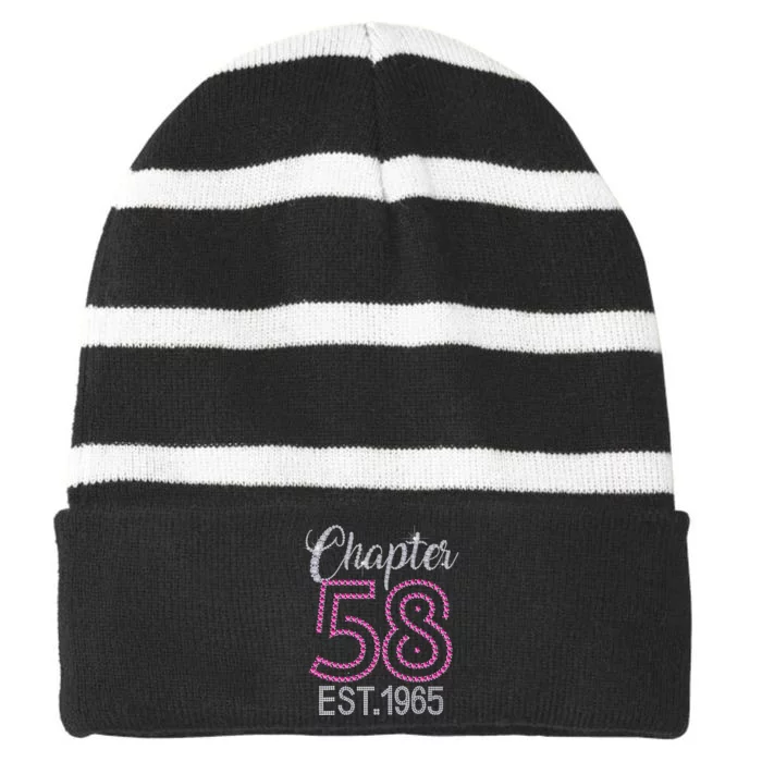 Chapter 58 EST 1965 58th Birthday Gift For Womens Striped Beanie with Solid Band