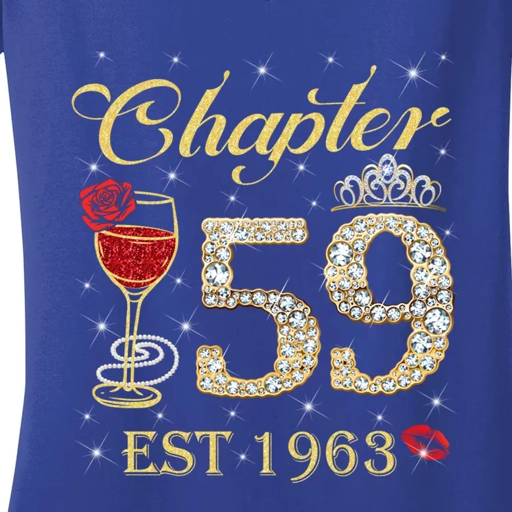 Chapter 59 Est 1963 59th Birthday Tee Gift Ladies Gift Women's V-Neck T-Shirt