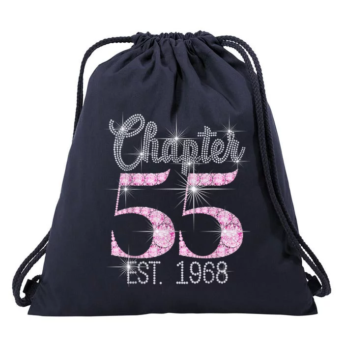 Chapter 55 EST 1968 55th Birthday Tee Gift For Wo Drawstring Bag