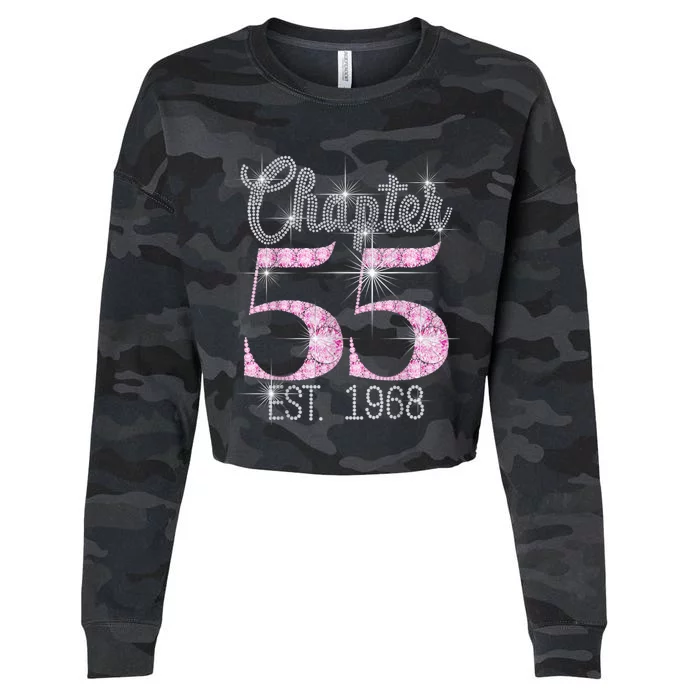 Chapter 55 EST 1968 55th Birthday Tee Gift For Wo Cropped Pullover Crew