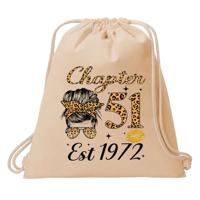 Chapter 51 Est 1972 51st Birthday Messy Bun For Wo Drawstring Bag