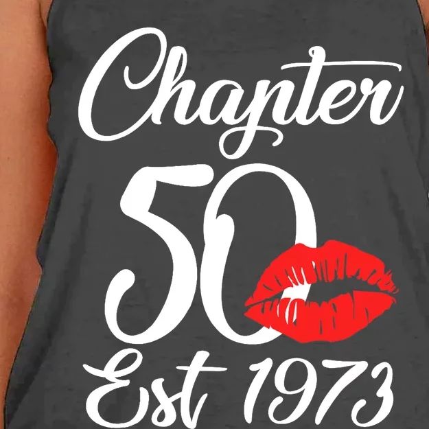 Chapter 50 EST 1973 50th Birthday Lips For Wo Women's Knotted Racerback Tank