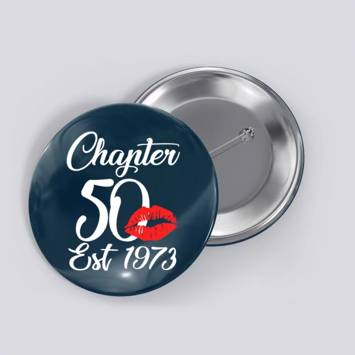 Chapter 50 EST 1973 50th Birthday Lips For Wo Button