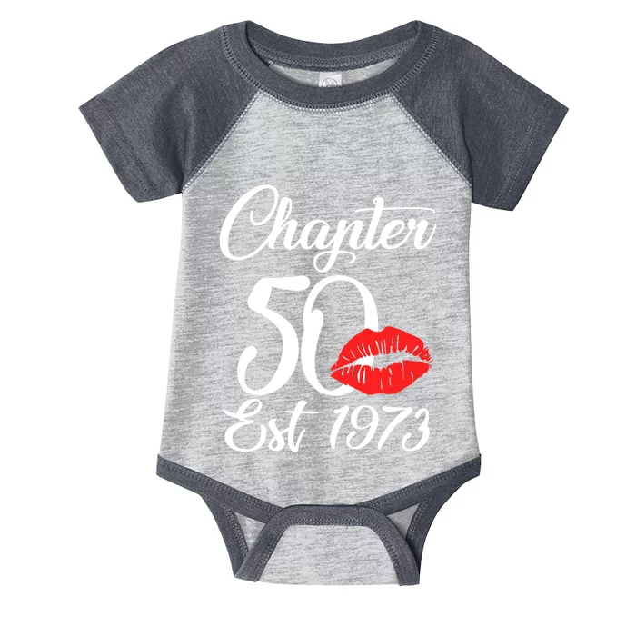 Chapter 50 EST 1973 50th Birthday Lips For Wo Infant Baby Jersey Bodysuit