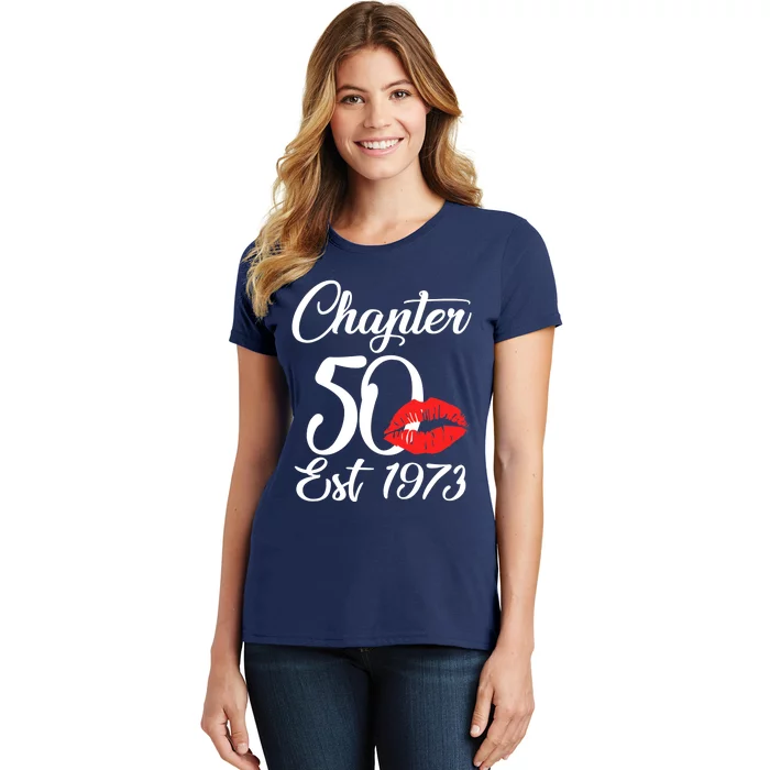 Chapter 50 EST 1973 50th Birthday Lips For Wo Women's T-Shirt