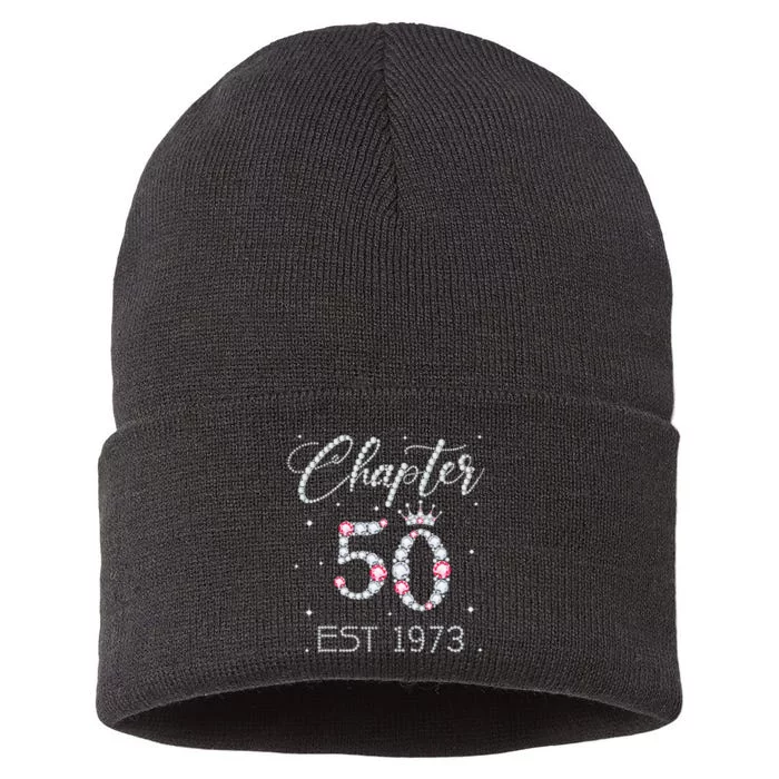 Chapter 50 EST 1973 50Th Birthday Gift For Women Ladies Sustainable Knit Beanie