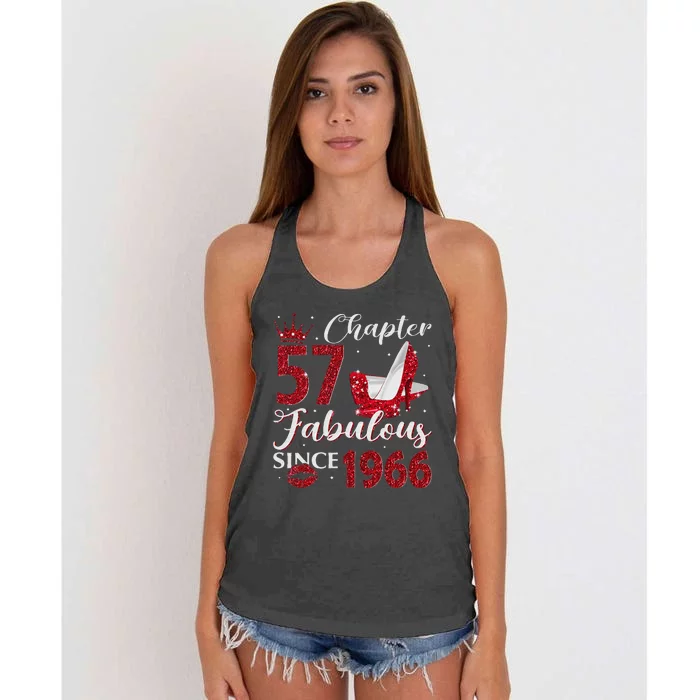 Chapter 57 Fabulous Since 1966 57Th Birthday Gift For Women Women's Knotted Racerback Tank