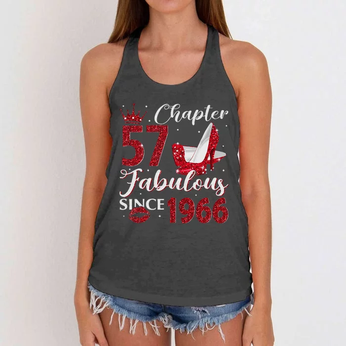 Chapter 57 Fabulous Since 1966 57Th Birthday Gift For Women Women's Knotted Racerback Tank