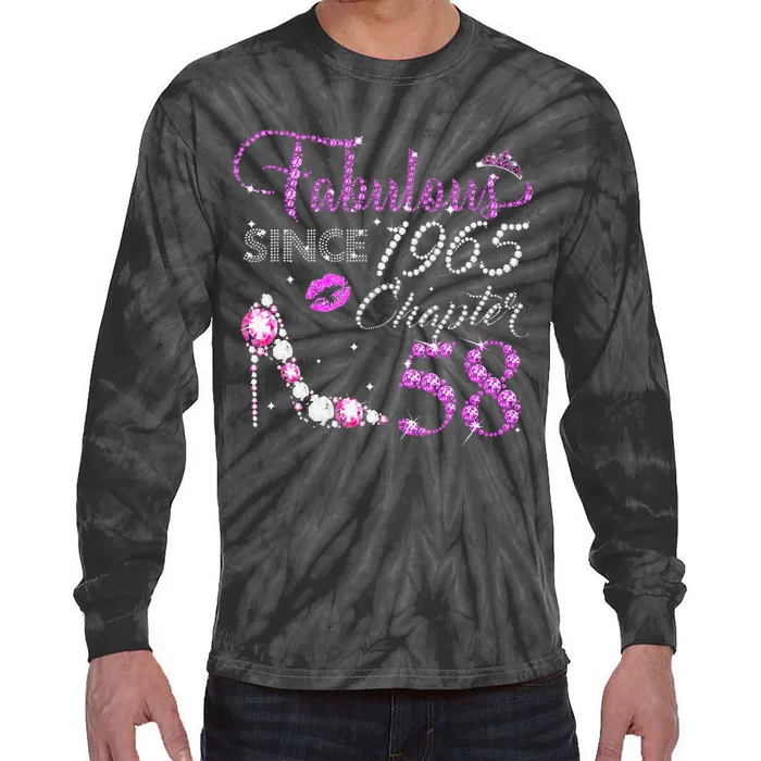 Chapter 58 Fabulous Since 1965 58th Birthday High Heels Tie-Dye Long Sleeve Shirt