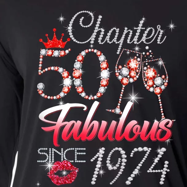 Chapter 50 Fabulous Since 1974 50th Birthday Queen Diamon Cooling Performance Long Sleeve Crew