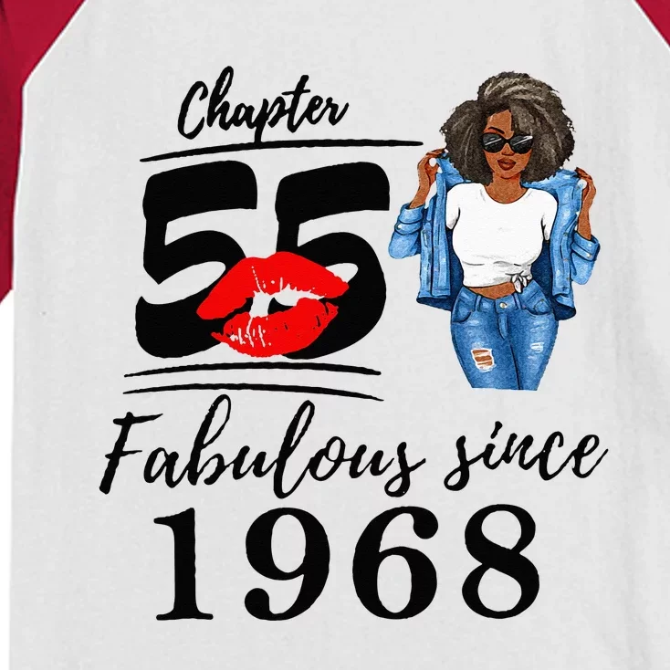 Chapter 55 Fabulous Since 1968 55th Birthday Kids Colorblock Raglan Jersey