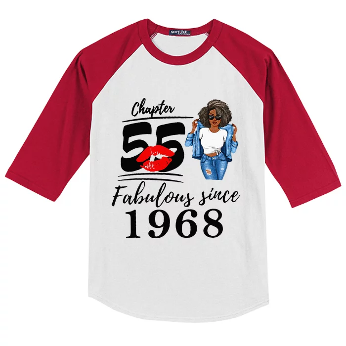 Chapter 55 Fabulous Since 1968 55th Birthday Kids Colorblock Raglan Jersey