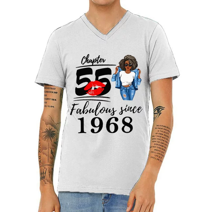 Chapter 55 Fabulous Since 1968 55th Birthday V-Neck T-Shirt