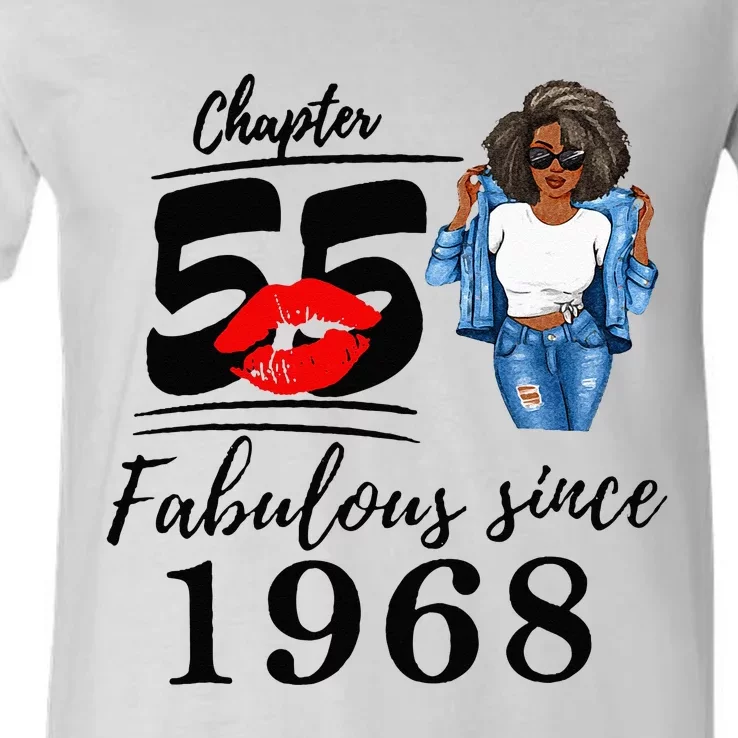 Chapter 55 Fabulous Since 1968 55th Birthday V-Neck T-Shirt