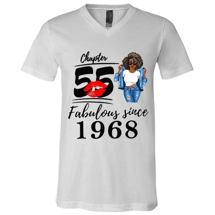 Chapter 55 Fabulous Since 1968 55th Birthday V-Neck T-Shirt