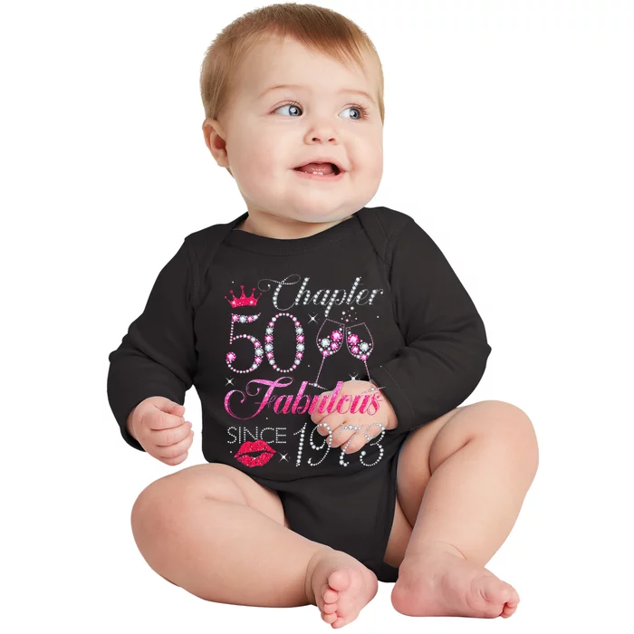 Chapter 50 Fabulous Since 1973 50Th Birthday Gift For Women Baby Long Sleeve Bodysuit