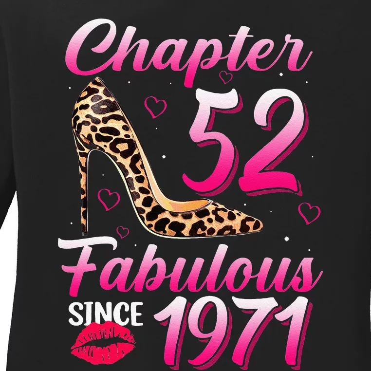 Chapter 52 Fabulous Since 1971 52th Birthday Queen Leopard Ladies Long Sleeve Shirt