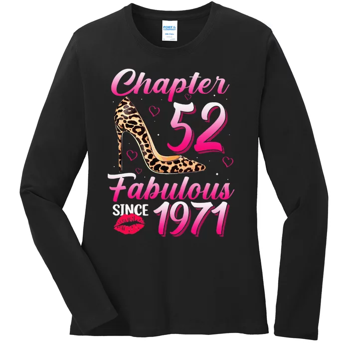 Chapter 52 Fabulous Since 1971 52th Birthday Queen Leopard Ladies Long Sleeve Shirt