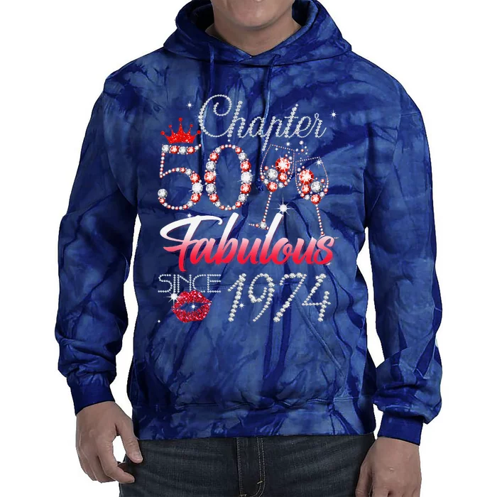 Chapter 50 Fabulous Since 1974 50th Birthday Queen Diamond Tie Dye Hoodie