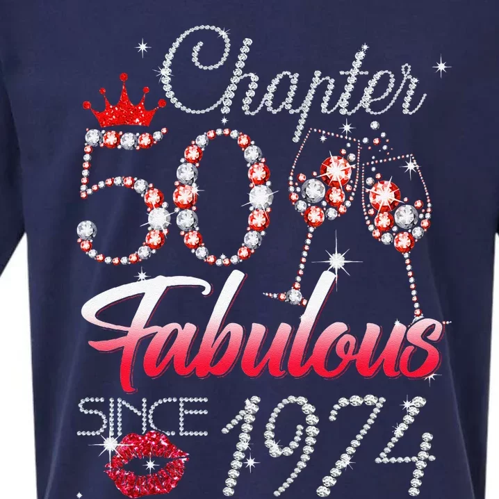 Chapter 50 Fabulous Since 1974 50th Birthday Queen Diamond Sueded Cloud Jersey T-Shirt