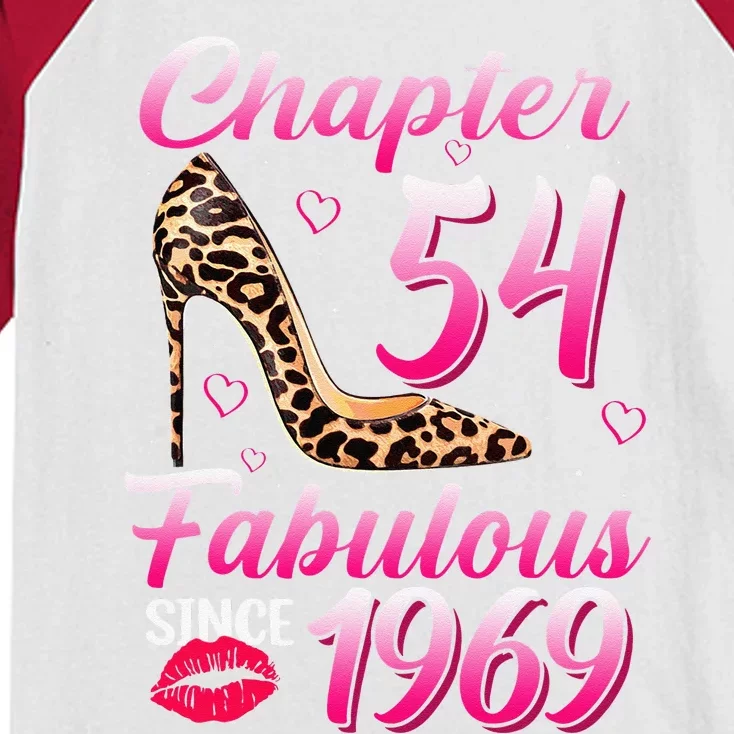 Chapter 54 Fabulous Since 1969 54th Birthday Queen Leopard Kids Colorblock Raglan Jersey