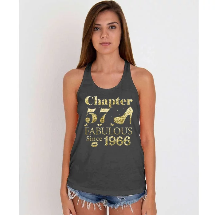 Chapter 57 Fabulous Since 1966 57Th Birthday Gift For Ladies Women's Knotted Racerback Tank