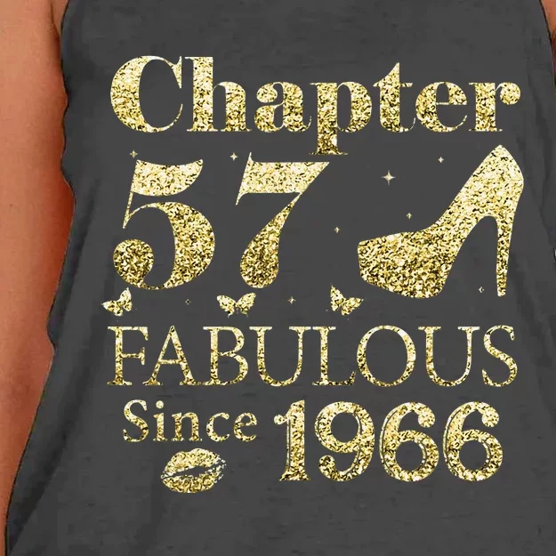 Chapter 57 Fabulous Since 1966 57Th Birthday Gift For Ladies Women's Knotted Racerback Tank