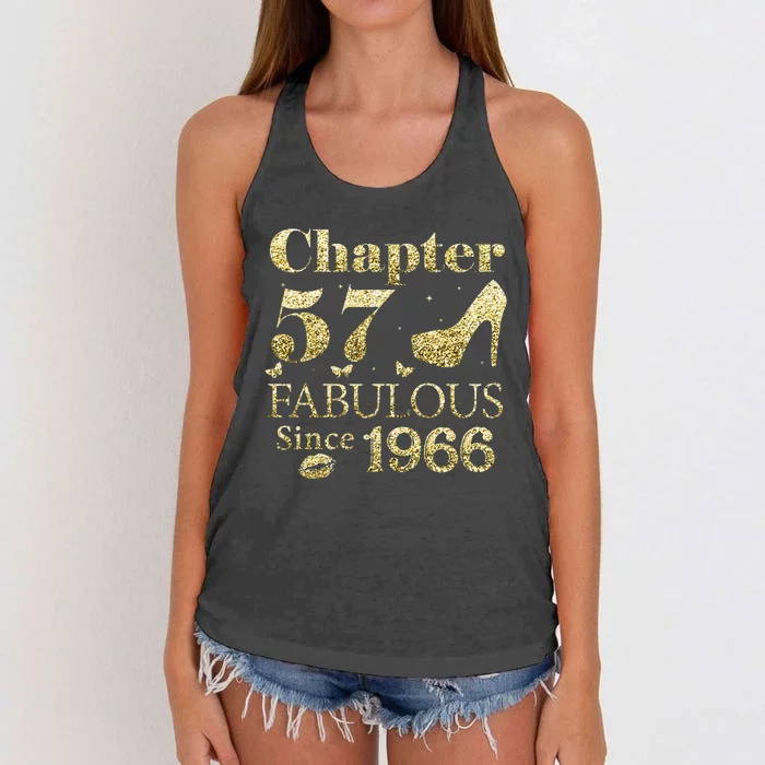 Chapter 57 Fabulous Since 1966 57Th Birthday Gift For Ladies Women's Knotted Racerback Tank