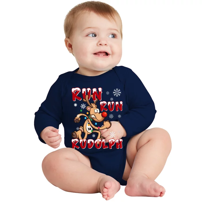 Christmas 5k Run Run Rudolph Holiday Team Running Outfit Baby Long Sleeve Bodysuit