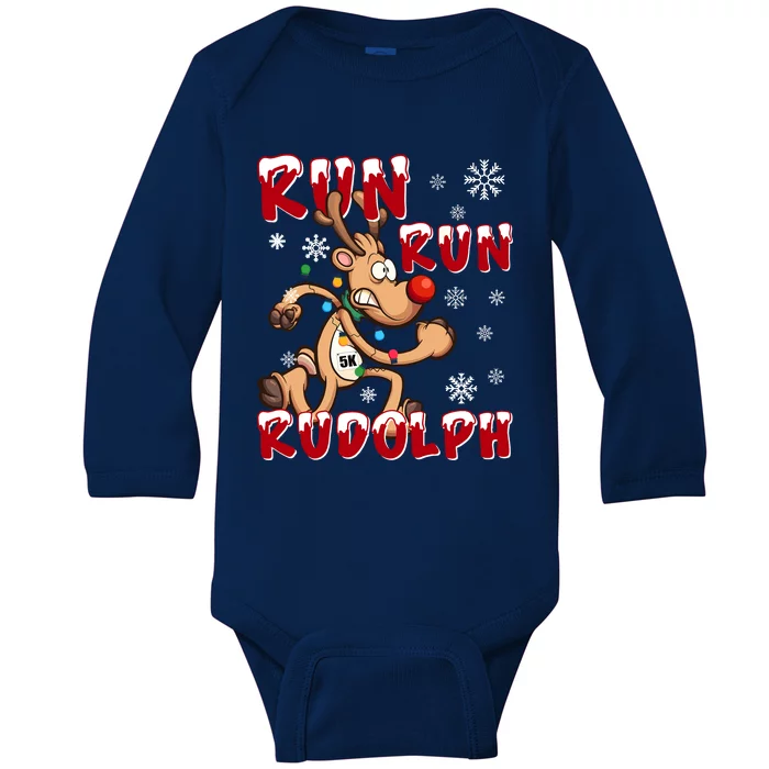 Christmas 5k Run Run Rudolph Holiday Team Running Outfit Baby Long Sleeve Bodysuit