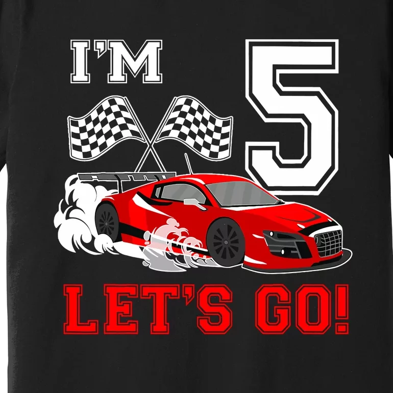 Cute 5 Year Old Race Car 5th Birthday Racecar Racing Boy Premium T-Shirt