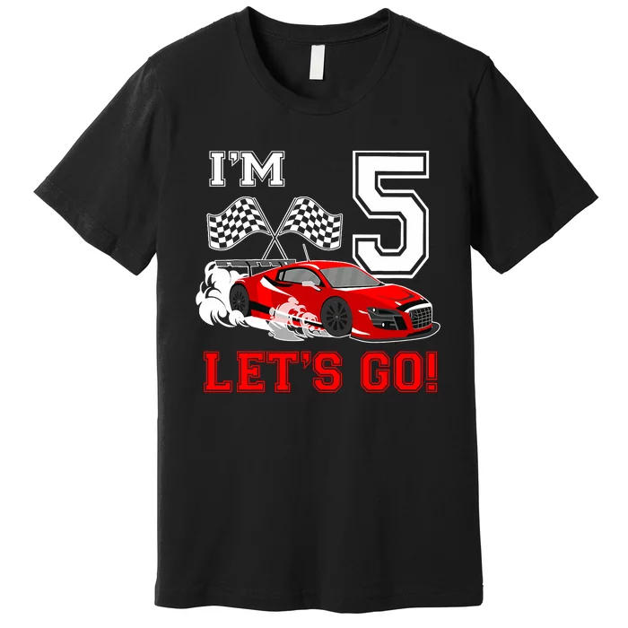 Cute 5 Year Old Race Car 5th Birthday Racecar Racing Boy Premium T-Shirt