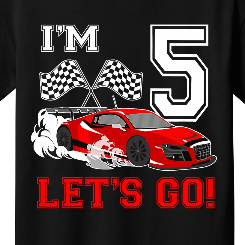 Cute 5 Year Old Race Car 5th Birthday Racecar Racing Boy Kids T-Shirt