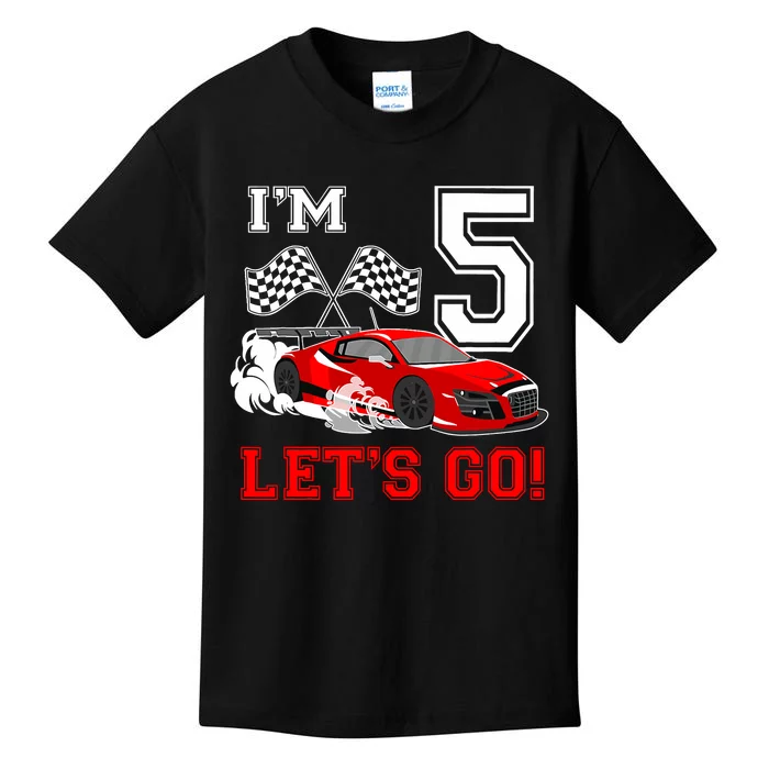 Cute 5 Year Old Race Car 5th Birthday Racecar Racing Boy Kids T-Shirt