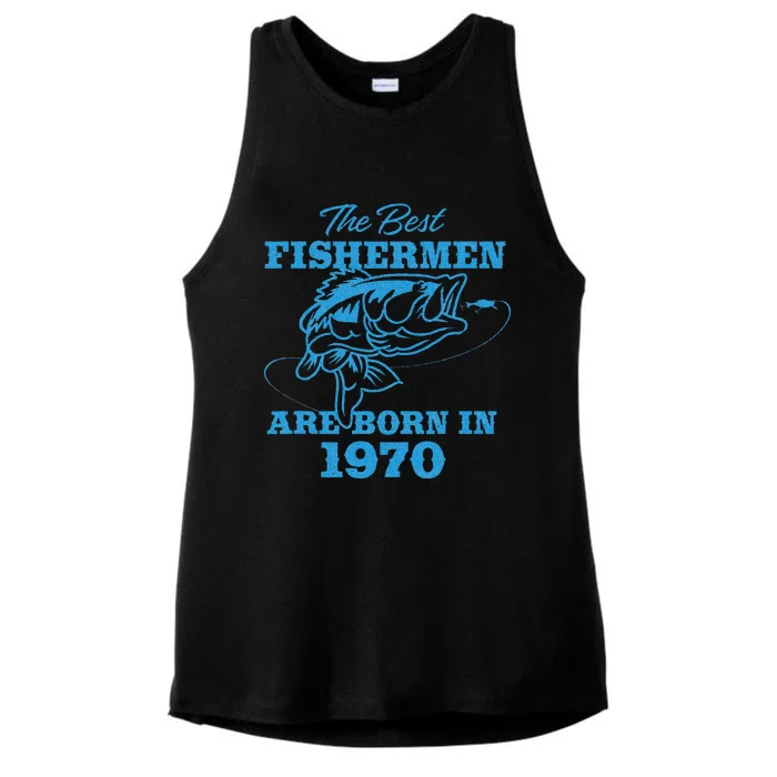 Cute 53 Year Old Fisherman Fishing 1970 53rd Birthday Ladies Tri-Blend Wicking Tank