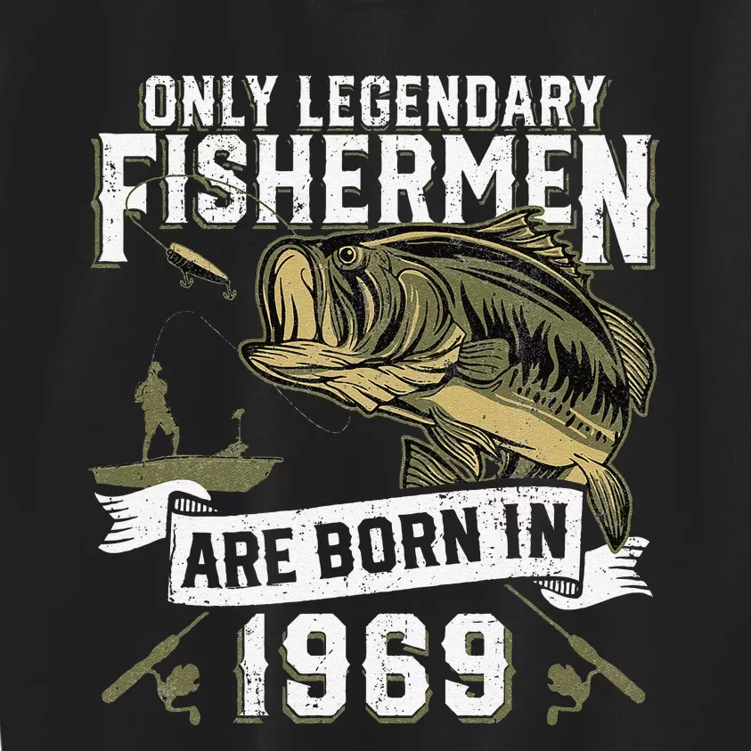 Cute 53 Year Old Fishing Birthday Born 1969 53rd Fisherman Gift Kids Sweatshirt