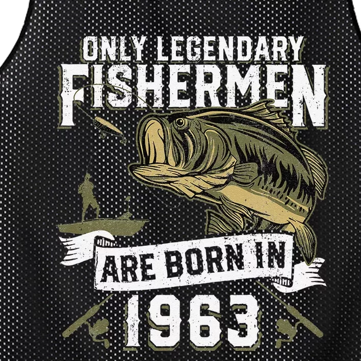 Cute 59 Year Old Fishing Birthday Born 1963 59th Fisherman Gift Mesh Reversible Basketball Jersey Tank