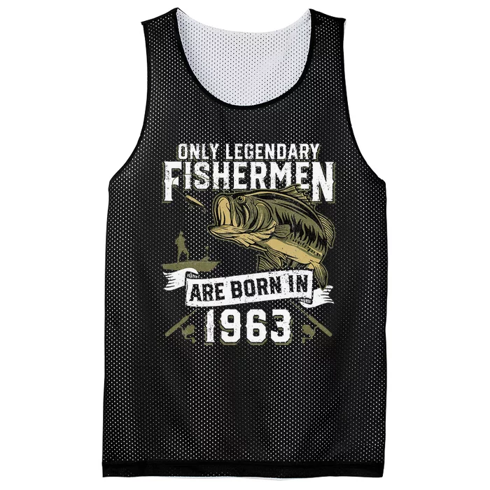 Cute 59 Year Old Fishing Birthday Born 1963 59th Fisherman Gift Mesh Reversible Basketball Jersey Tank