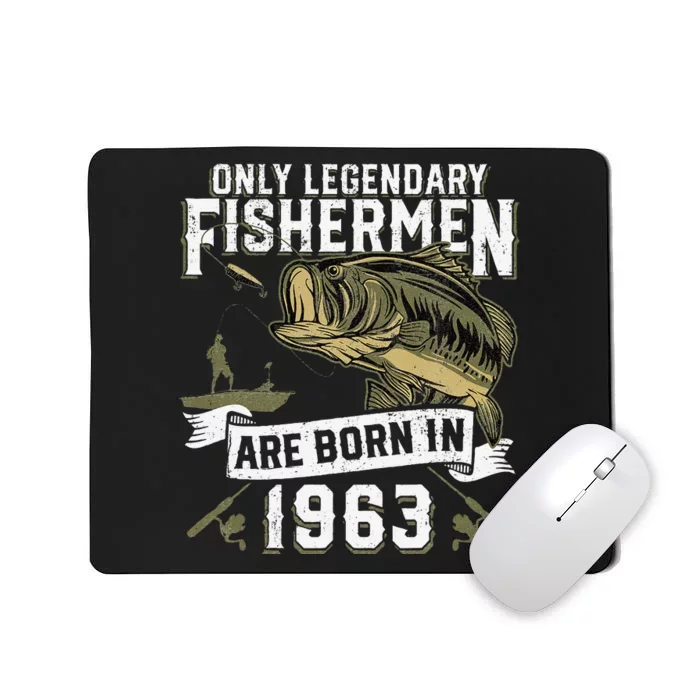 Cute 59 Year Old Fishing Birthday Born 1963 59th Fisherman Gift Mousepad