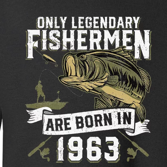 Cute 59 Year Old Fishing Birthday Born 1963 59th Fisherman Gift Toddler Sweatshirt