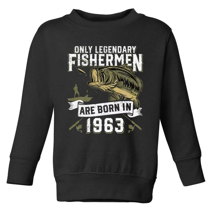 Cute 59 Year Old Fishing Birthday Born 1963 59th Fisherman Gift Toddler Sweatshirt