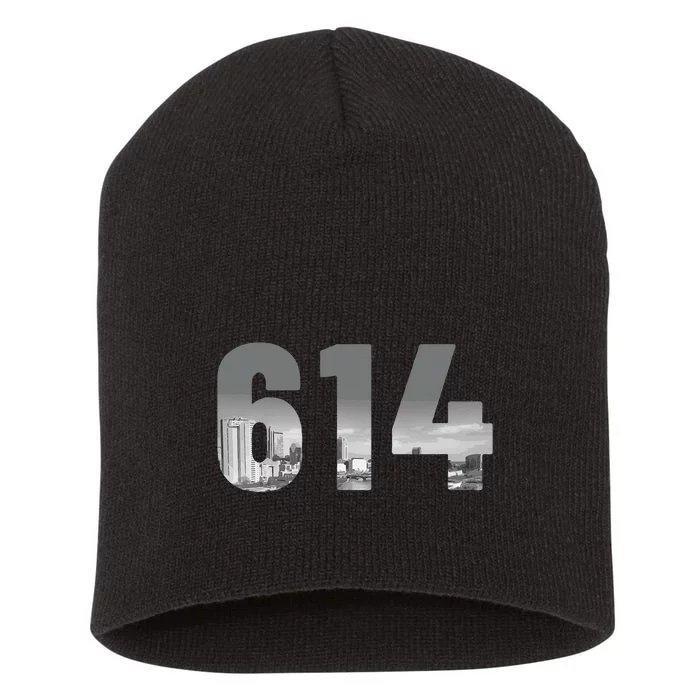 Columbus 614 Area Code Skyline Ohio Vintage Short Acrylic Beanie