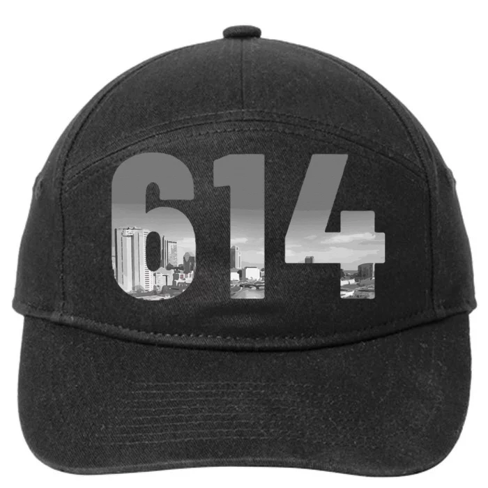 Columbus 614 Area Code Skyline Ohio Vintage 7-Panel Snapback Hat